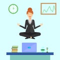 Business woman, yoga, workplace