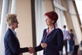 Business womans make deal and handshake Royalty Free Stock Photo