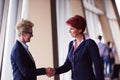 Business womans make deal and handshake Royalty Free Stock Photo