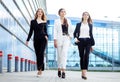 Business women go to the office center. Concept for business, boss, robot, team and success