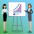 Business women showing graphics