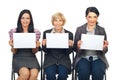 Business women team showing blank pages Royalty Free Stock Photo