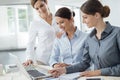 Business women team working at desk Royalty Free Stock Photo