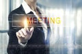 Business women touching the meeting screen Royalty Free Stock Photo