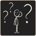 Business wondering man in chalk icon