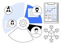 Business Workflow and Team Collaboration with Data Analytics and Network Visualization Royalty Free Stock Photo