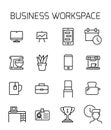 Business workspace related vector icon set.