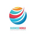 Business world - vector logo template concept illustration. Circle and abstract shapes sign. Colored globe symbol Royalty Free Stock Photo
