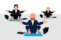 Business yoga for corporate office workers. Businessmen sitting