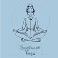 Business yoga.Womanl is in the lotus position. Vector Illustrat Royalty Free Stock Photo