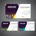 Modern Corporate Business Card with 3 Alternate Colors and Vectorized Buildings