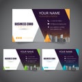 Modern Corporate Business Card with 3 Alternate Colors and Vectorized Buildings