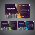 Modern Corporate Business Card with 3 Alternate Colors and Vectorized Buildings