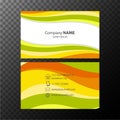 Businesscard template with orange and green wavy lines