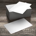 Businesscard 55x85mm mockup, wooden background - 3D rendering