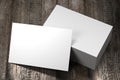 Businesscard 55x85mm mockup, wooden background - 3D rendering