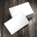 Businesscard 55x85mm mockup, wooden background - 3D rendering