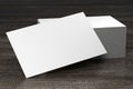 Businesscard 55x85mm mockup, wooden background - 3D rendering