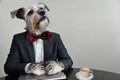 Businessdog in his office in sales conversation Royalty Free Stock Photo
