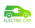 Electric car with plug icon symbol, Green hybrid vehicles charging point logotype, Eco friendly vehicle concept Royalty Free Stock Photo