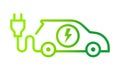 Electric car with plug icon symbol, Green hybrid vehicles charging point logotype, Eco friendly vehicle concept