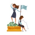 Businessladies Winner Loser Composition Royalty Free Stock Photo