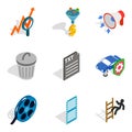 Businesslike approach icons set, isometric style