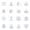 Businesslike line icons collection. Efficient, Professional, Organized, Focused, Productive, Diligent, Systematic vector