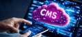 Businessman Accessing Cloud-Based CMS Software on Mobile Device, Futuristic Technology Concept Royalty Free Stock Photo