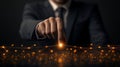 Businessman Accessing Secure Network with Fingerprint Scan, Biometric Security Concept