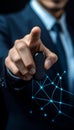 Businessman Activating Secure Network Access with Fingerprint Scan, Cybersecurity Technology
