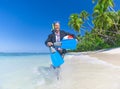 Businessman Activity on the Beach Holiday Concept Royalty Free Stock Photo