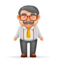 Businessman Adult Man Mustache Suspenders Eyeglasses Geek Hipster 3d Realistic Cartoon Character Design Isolated Vector