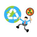 businessman worker and stop nuclear activity healthy world recycle cartoon doodle flat design vector illustration Royalty Free Stock Photo