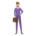 Businessman agent briefcase icon, cartoon style Royalty Free Stock Photo