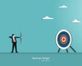 Businessman aiming target with bow and arrow Royalty Free Stock Photo