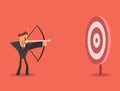 Businessman aiming target. Business concept. Royalty Free Stock Photo