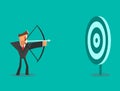 Businessman aiming target. Business concept. Royalty Free Stock Photo