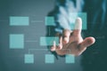 Businessman analyze processes and automate workflows with flowcharts,problem solving concepts, efficiency improvements, monitoring Royalty Free Stock Photo