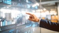 Businessman Analyzing Data on Digital Touchscreen Interface. Royalty Free Stock Photo