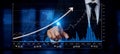 Businessman Analyzing Financial Data with Touchscreen Technology, Highlighting Growth Trends and Market Performance Royalty Free Stock Photo