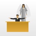 Businessman with Angel vector flat illustration