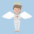 Businessman Angel White Costume Color Illustration