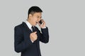 Businessman angry and shouted on the cellphone