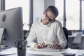 Businessman answering phone calls in the office Royalty Free Stock Photo