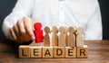 A businessman appoints a group of people a new leader. Management of business personnel and structures, teams of employees