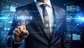 Businessman approving with digital interface for business process automation and workflow Royalty Free Stock Photo