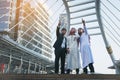 Businessman and Arab businessmen worker on construction site