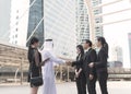 Businessman arabic with business people making handshake agreement. concept partner to business Royalty Free Stock Photo