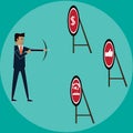 Businessman with arch chooting target for success Royalty Free Stock Photo